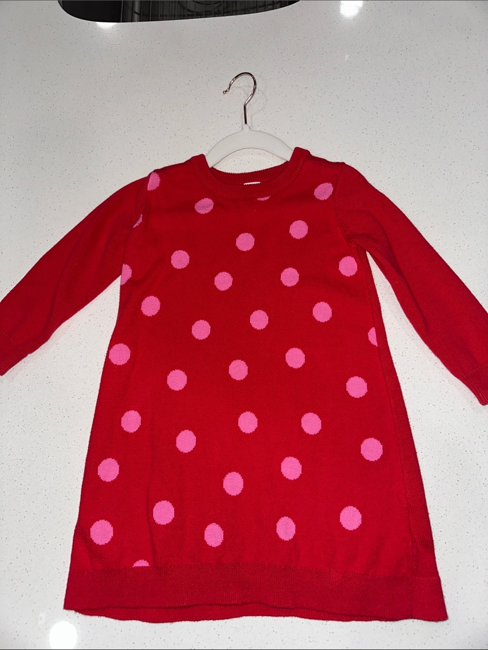 GAP Red Knit Dress with Pink Polka Dots